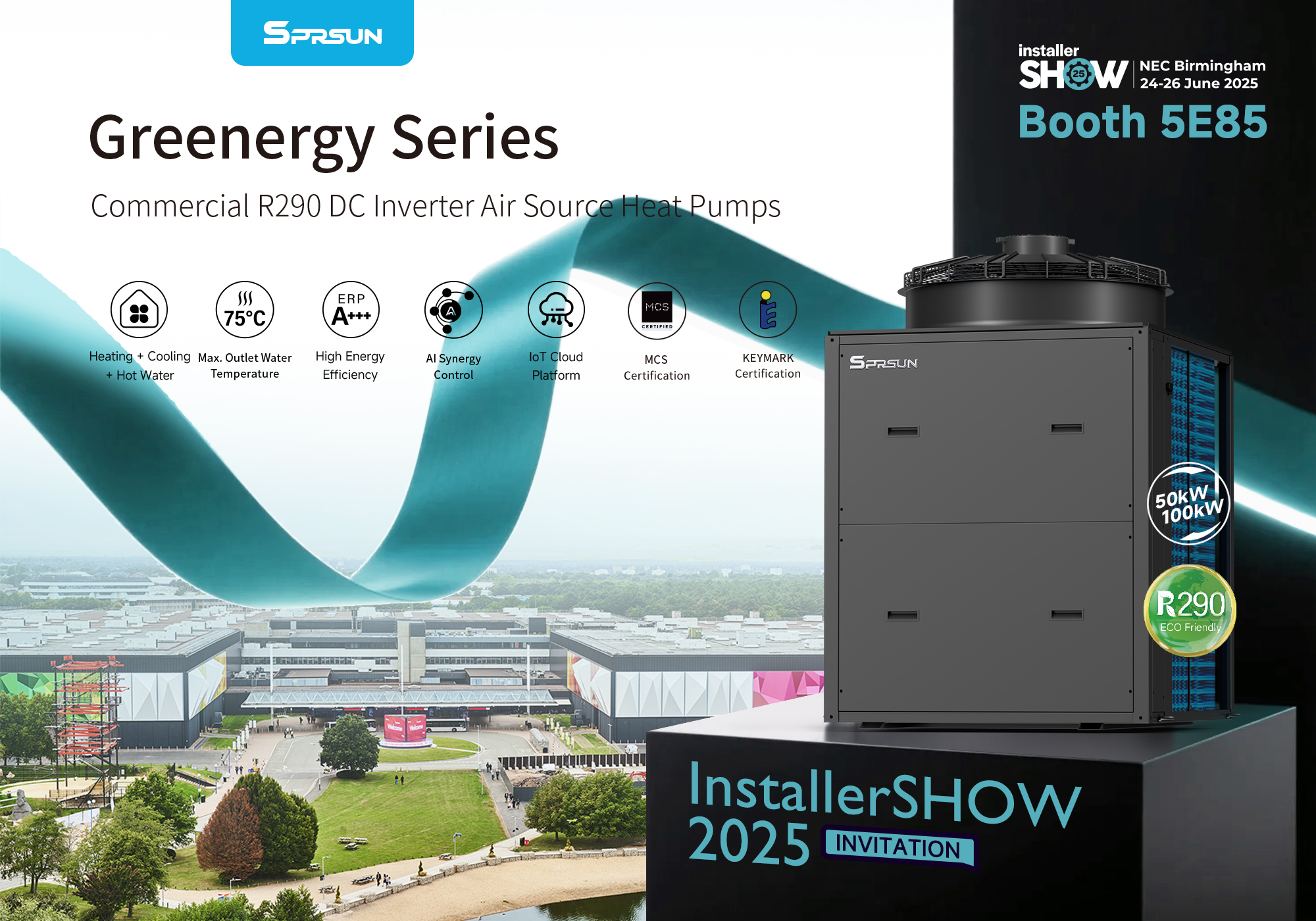 R290 DC Inverter Коммерческий воздушный тепловой насос