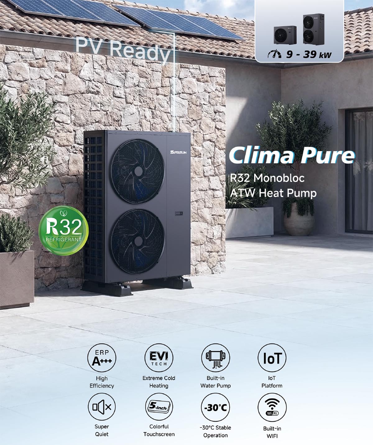 Многофункциональный тепловой насос R32 (Clima Pure)